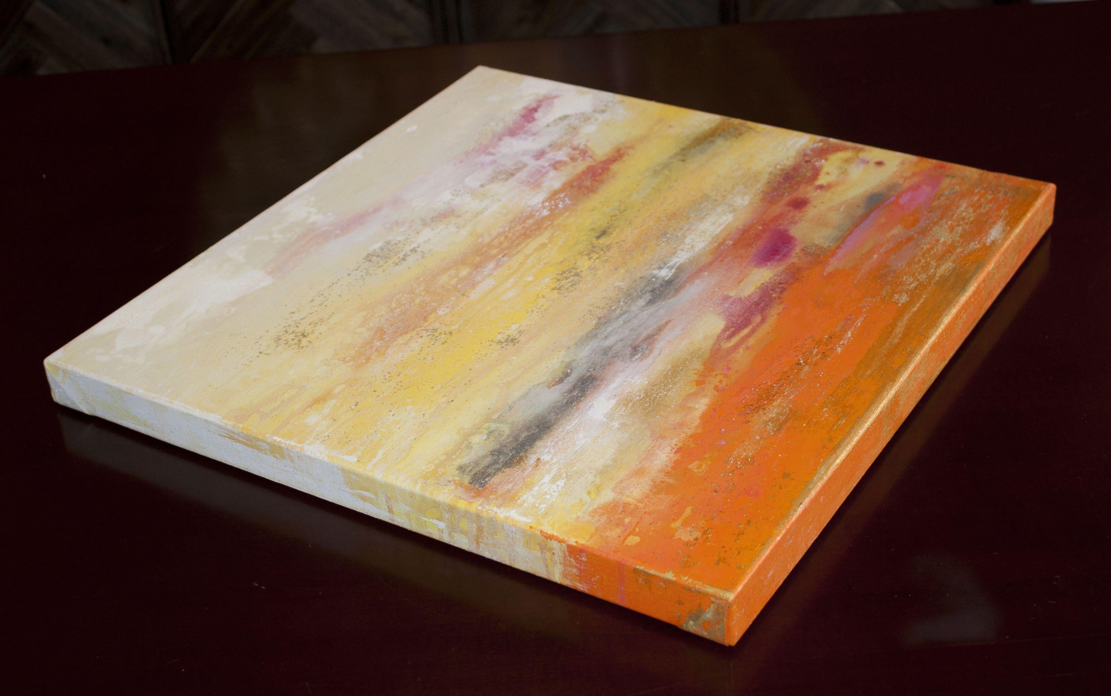 Saltwater 4 è un dipinto originale, realizzato con colori acrilici su tela avvolta in una galleria. Ha una larghezza di 20 pollici e un'altezza di 20 pollici con una profondità di 1,5 pollici (20x20x1,5).     I colori utilizzati nel dipinto sono il