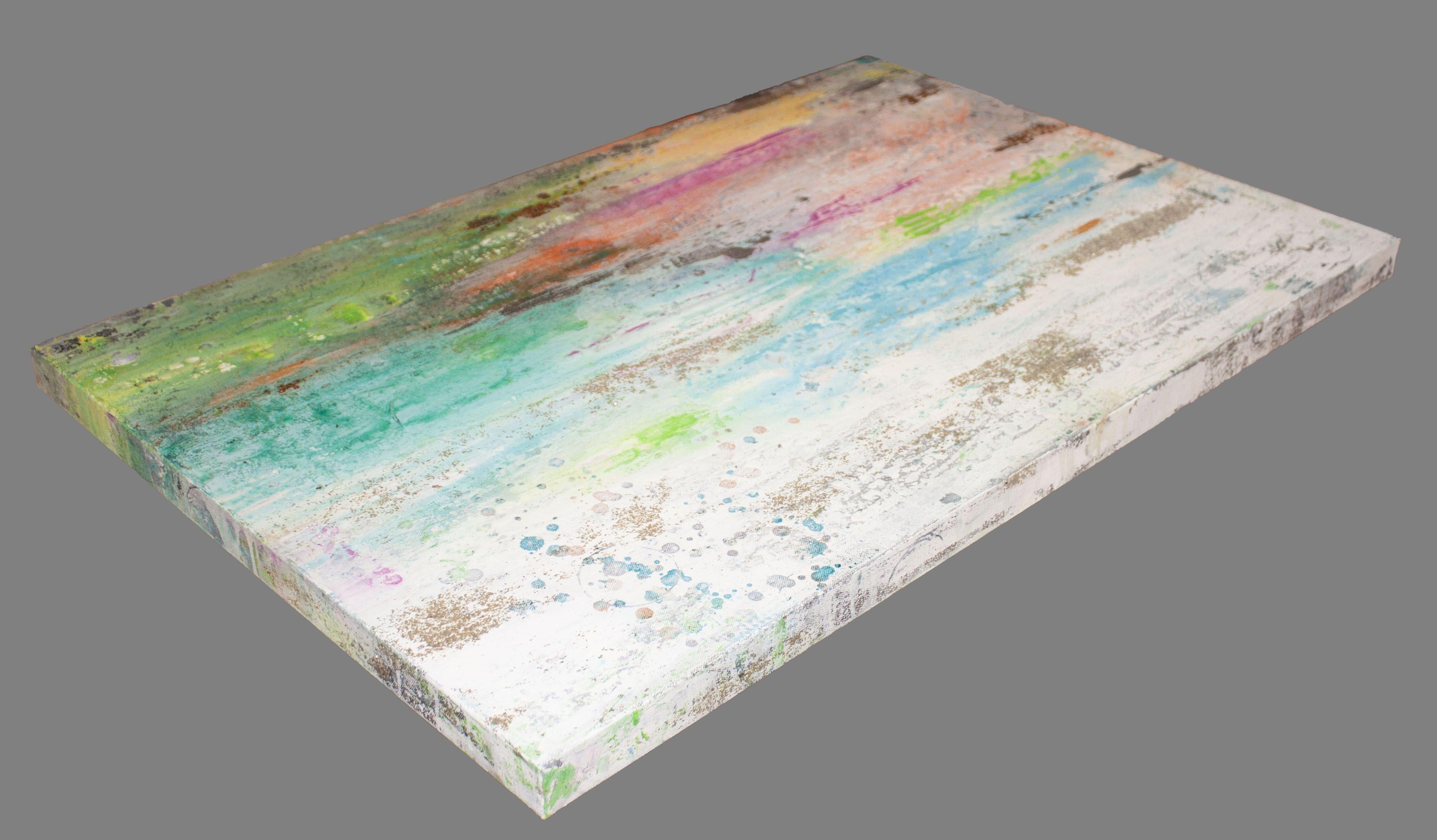 Saltwater 8, Gemälde, Acryl auf Leinwand (Grau), Abstract Painting, von Hilary Winfield