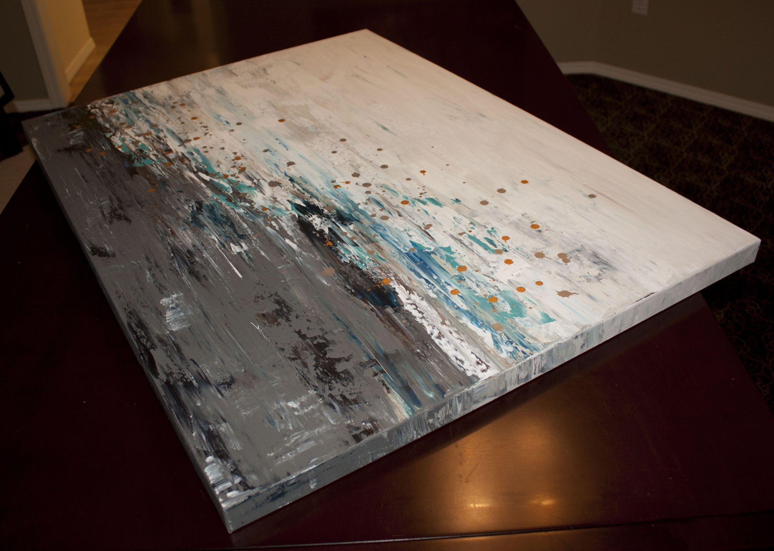 Sea Spray 2 è un quadro d'arte moderna originale della serie Abstract Landscape. Questo dipinto unico nel suo genere è stato realizzato con colori acrilici su una tela avvolta in una galleria. Ha una larghezza di 40 pollici e un'altezza di 30