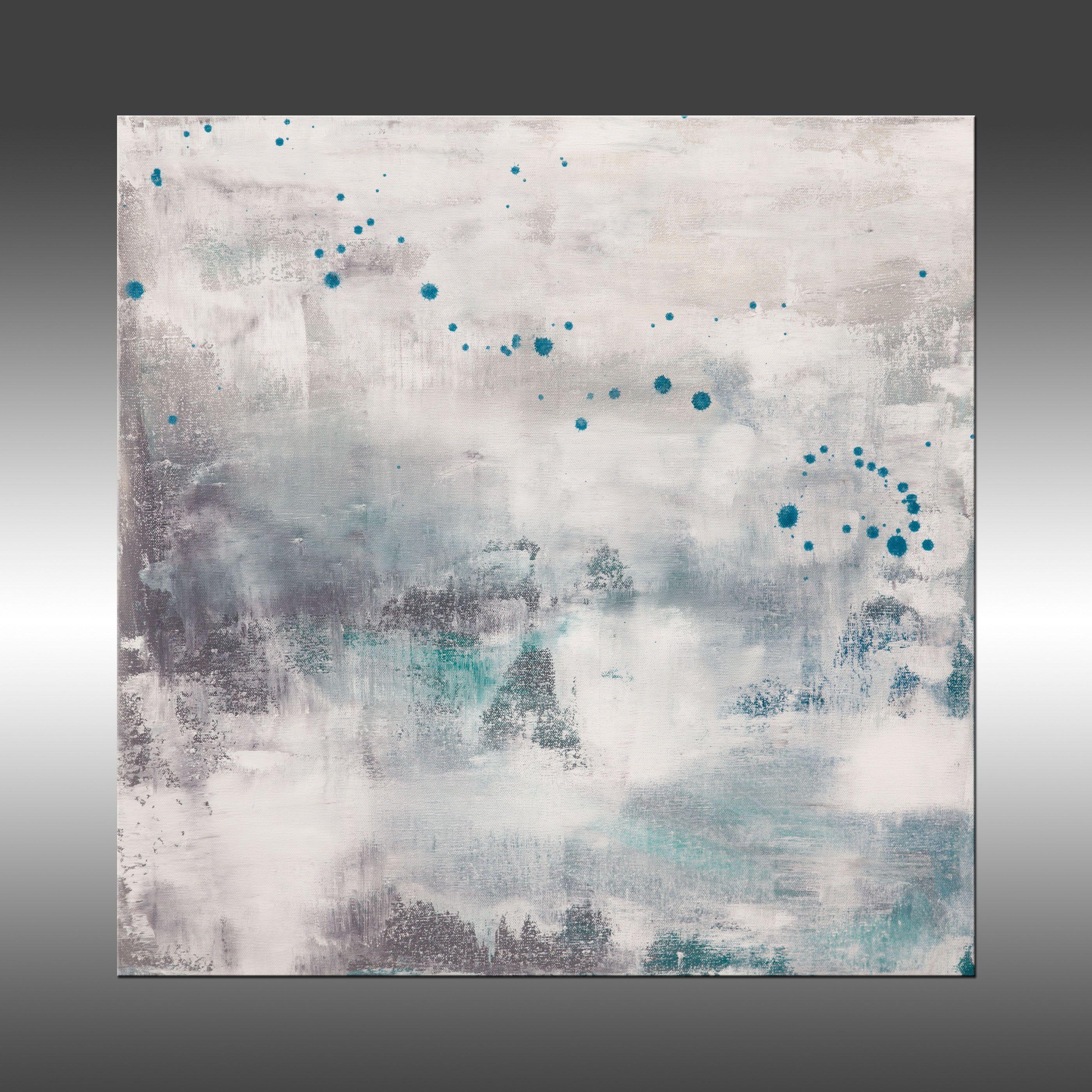 Sea Spray 6 is an original painting, created with acrylic paint on gallery-wrapped canvas. It has a width of 24 inches and a height of 24 inches with a depth of 1.5 inches (24x24x1.5).    The colors used in the painting are white, gray, off-white,