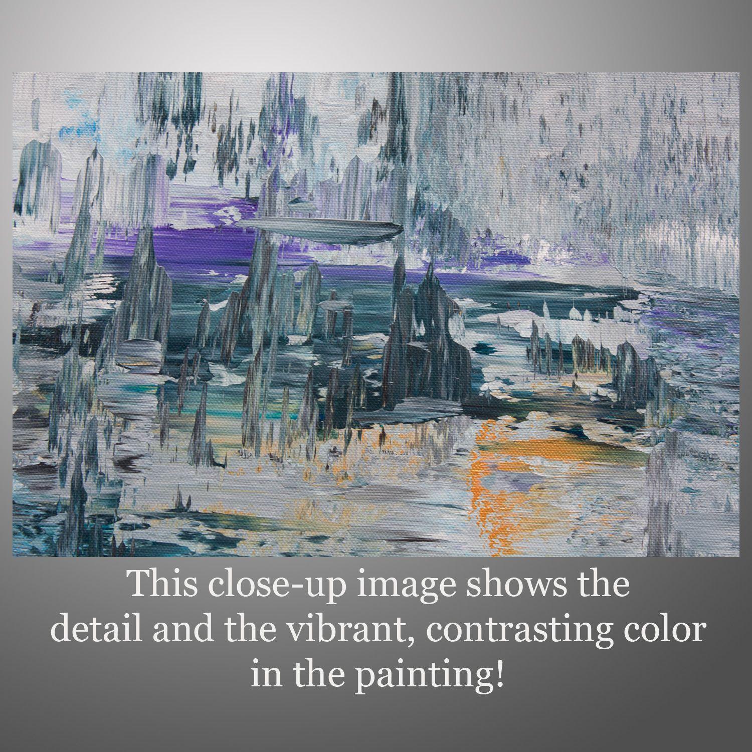 Nubifragio, Pittura, Acrilico su tela - Abstract Painting Grigio di Hilary Winfield