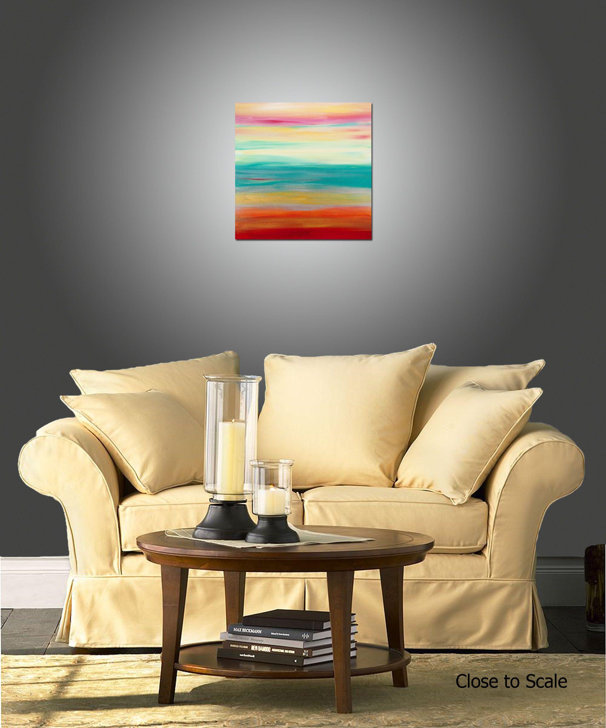 Peinture, acrylique sur toile, coucher de soleil 59 - Abstrait Painting par Hilary Winfield