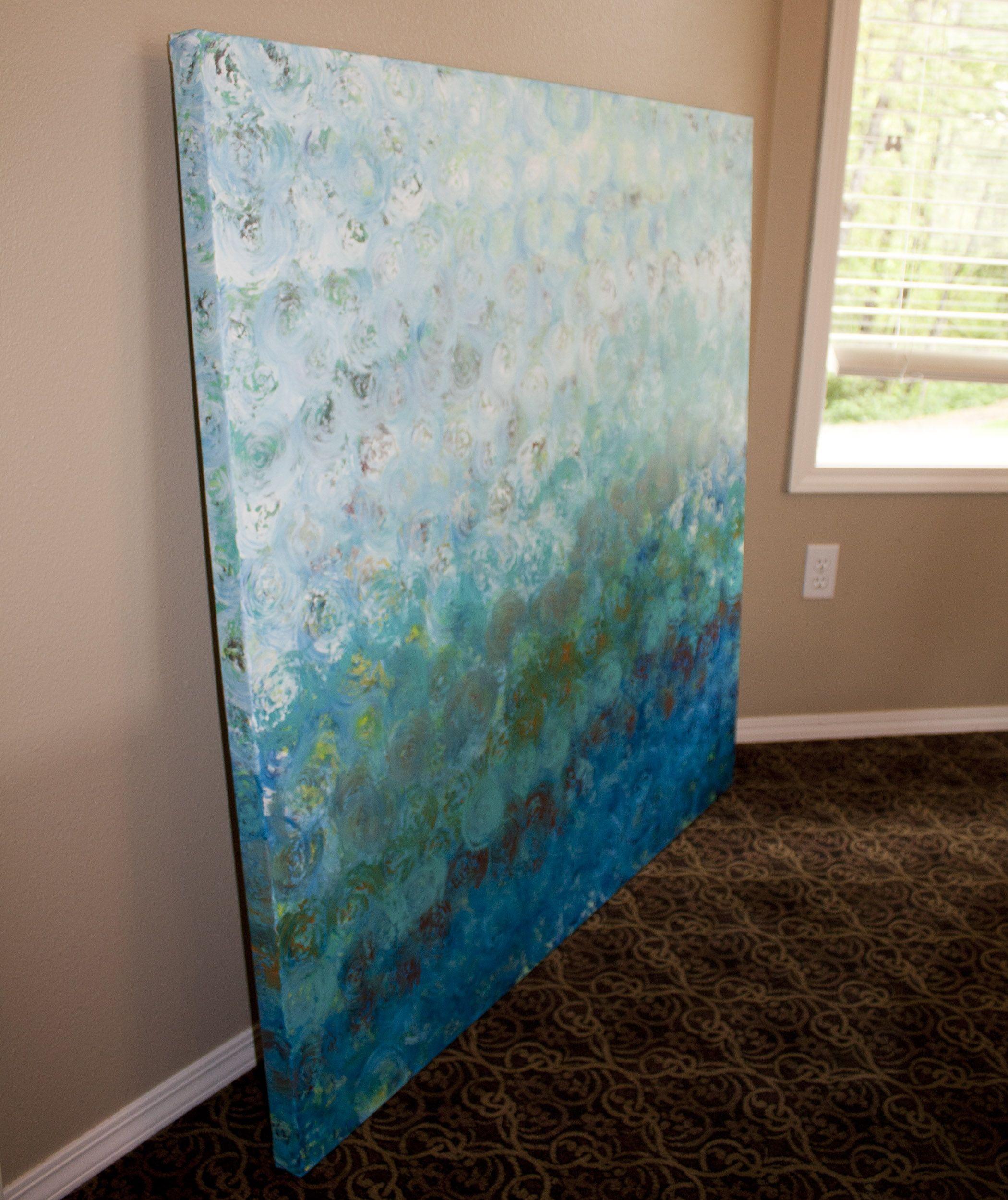 Synchronicity 13 is an original, modern art painting created with acrylic paint on gallery-wrapped Genie collapsible canvas. This large painting has a width of 48 inches and a height of 48 inches with a depth of 1.75 inch (48x48x1.75).     The