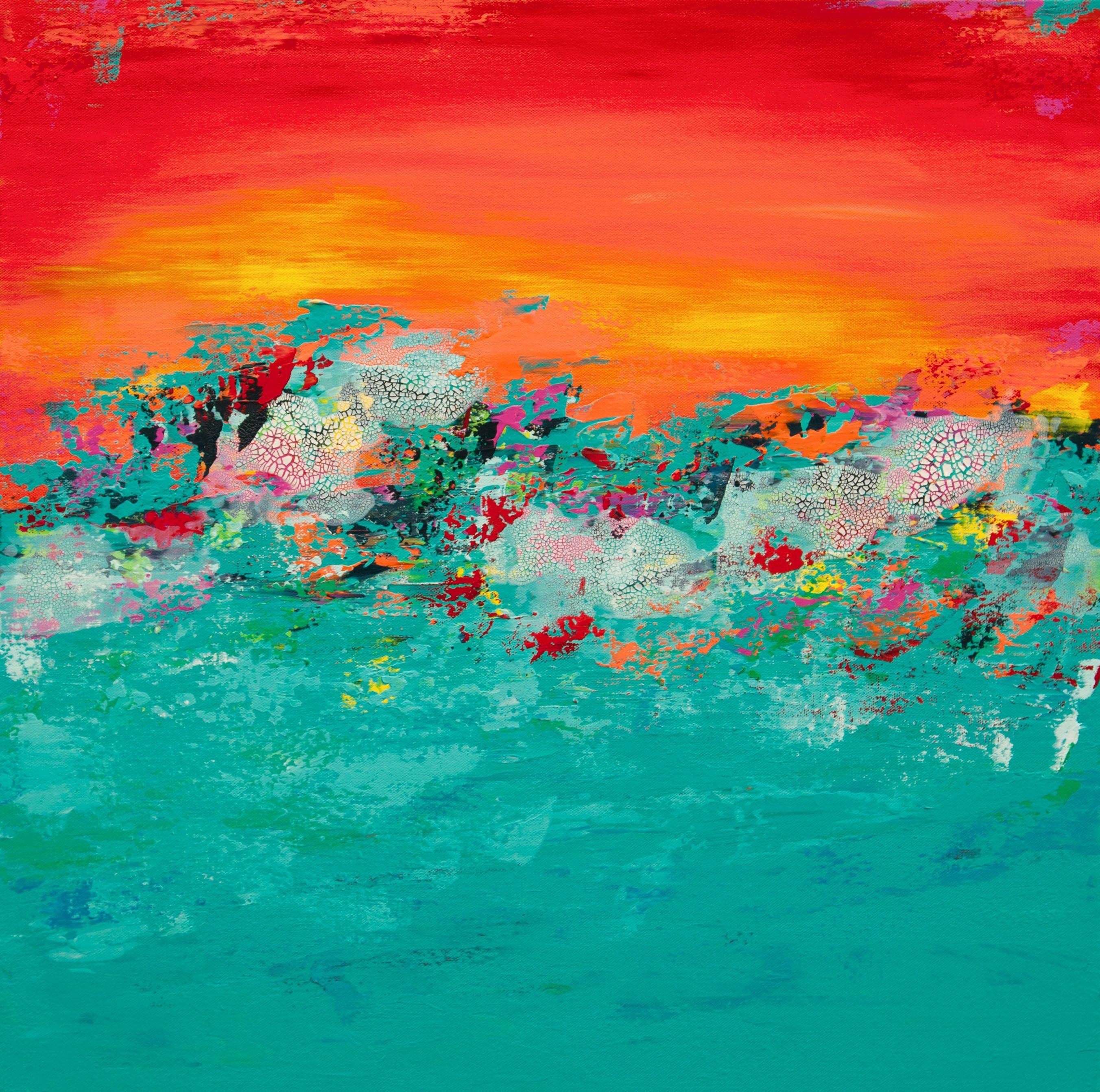 Hilary Winfield Abstract Painting – Tropisches Paradies 2, Gemälde, Acryl auf Leinwand