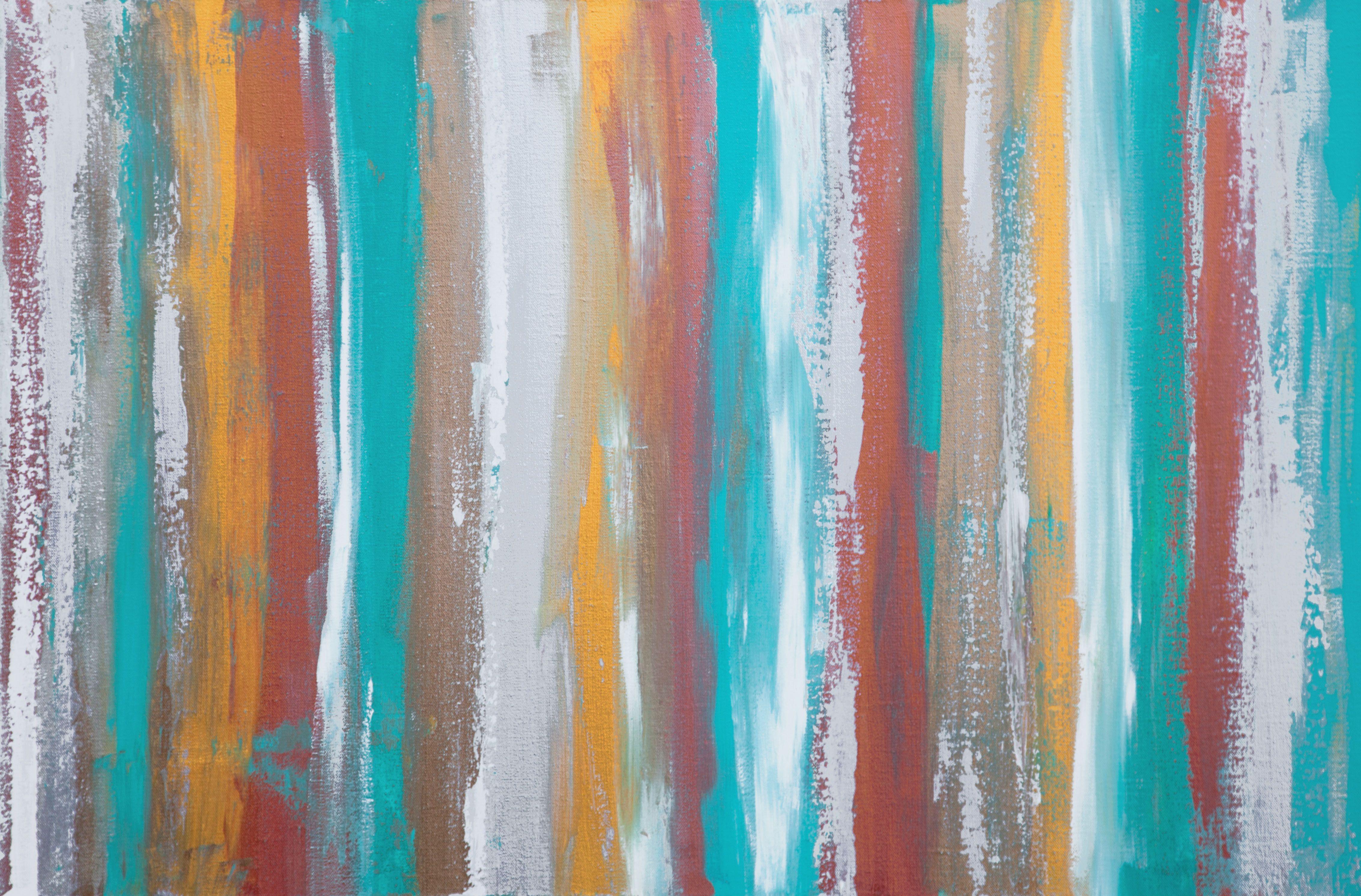 Hilary Winfield Abstract Painting - Turquoise & Metal, Painting, Acrylic on Canvas