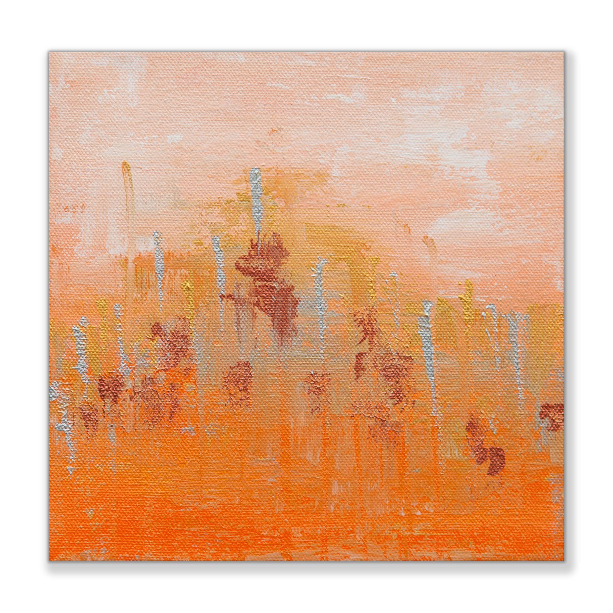 Vistas de la naturaleza 78 es un cuadro original, creado con pintura acrílica sobre lienzo envuelto en una galería. Tiene una anchura de 8 pulgadas y una altura de 8 pulgadas con una profundidad de 1,5 pulgadas (8x8x1,5).    Los colores utilizados