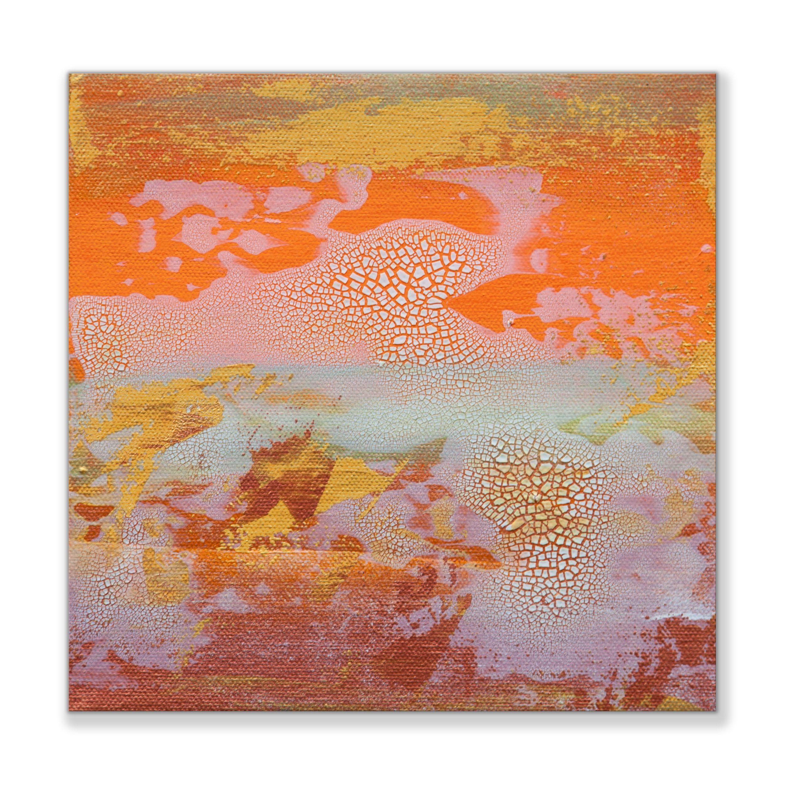 Views of Nature 79, Gemälde, Acryl auf Leinwand (Orange), Abstract Painting, von Hilary Winfield