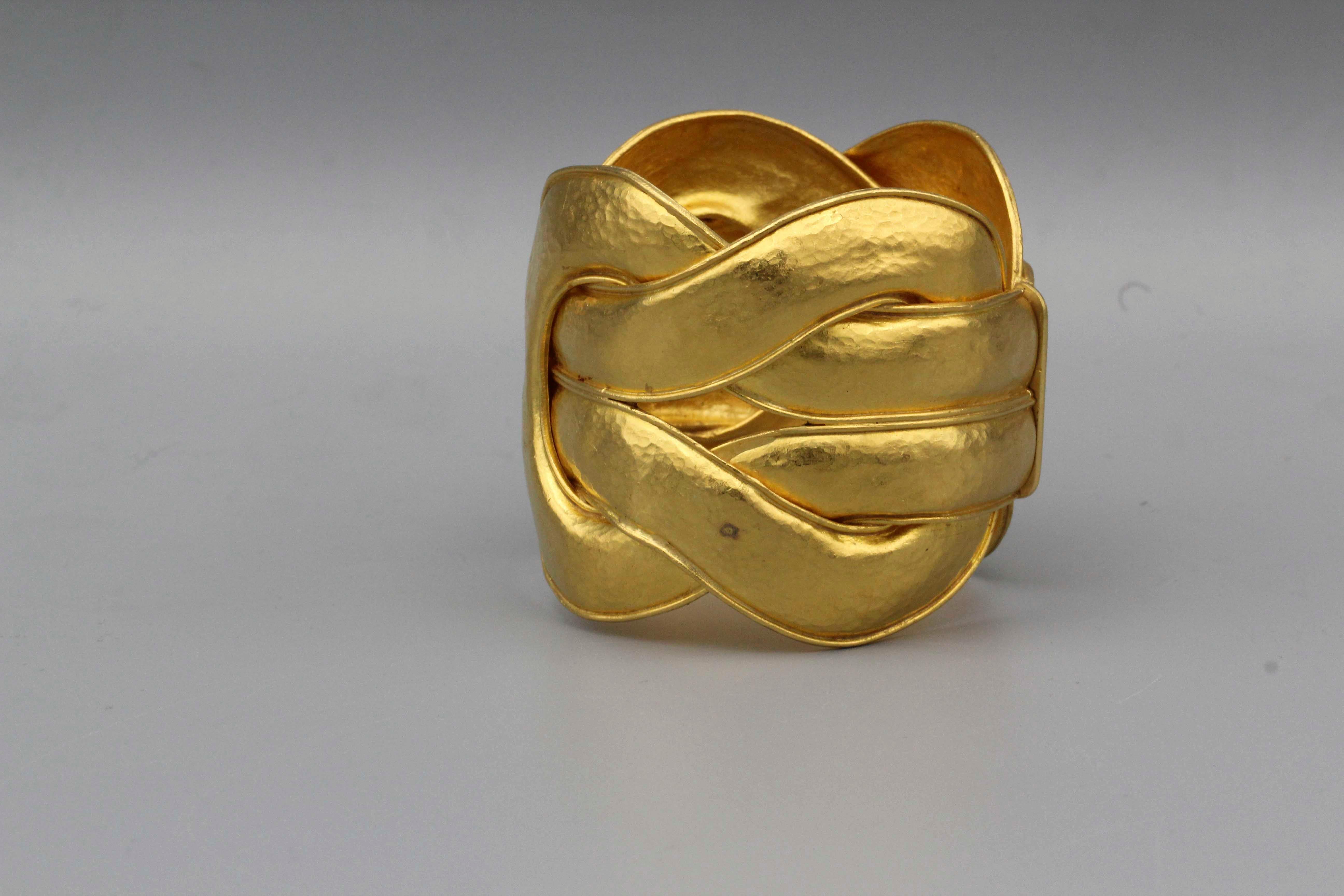 Fine 24 karat yellow gold cuff bracelet from the 