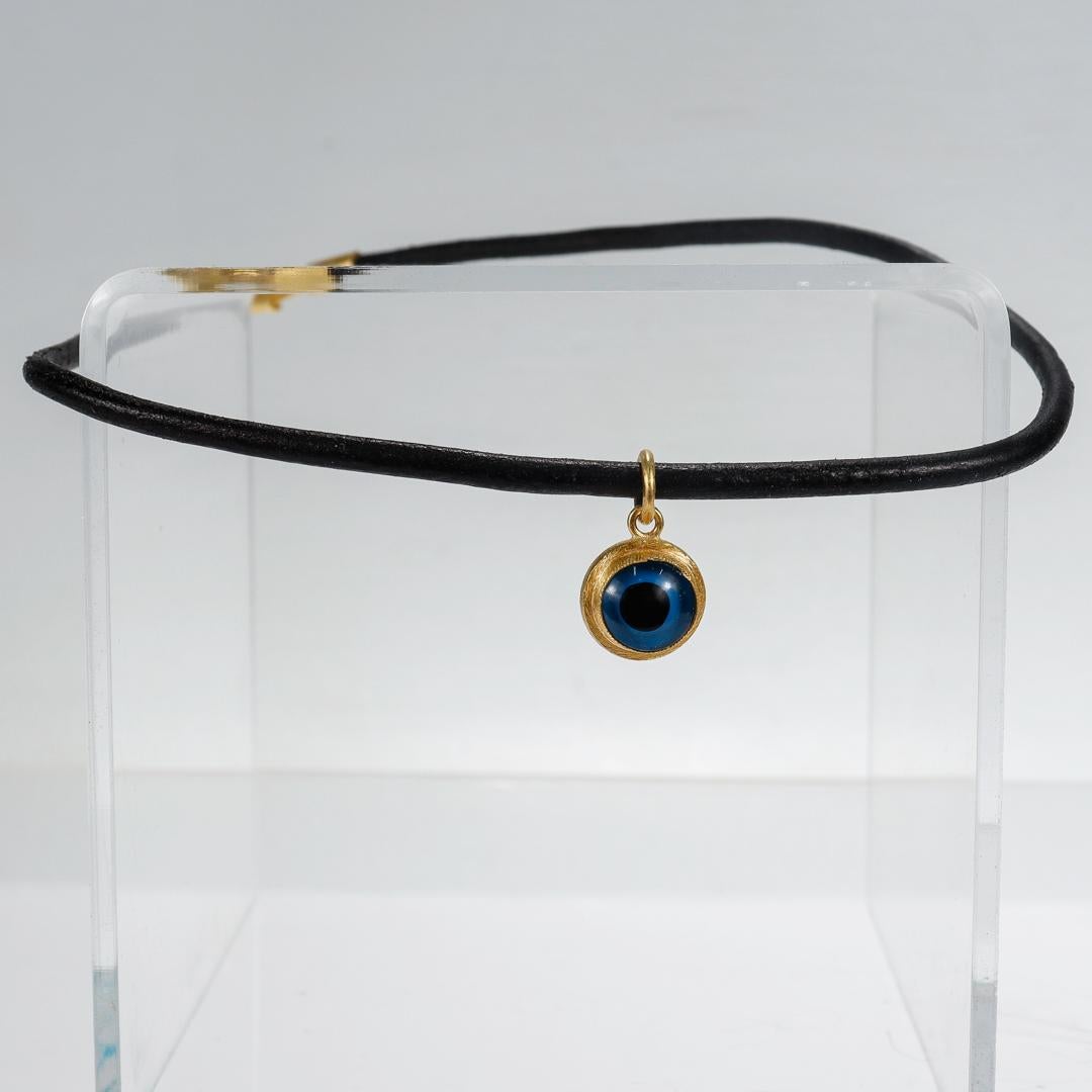 Hilat Gold & Glass 'Evil Eye' Pendant Necklace  For Sale 3