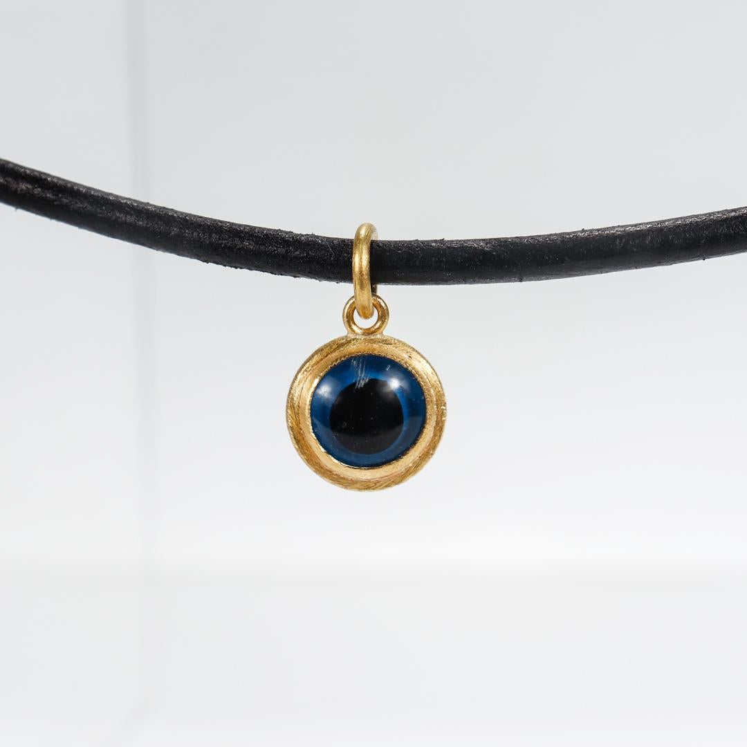 Hilat Gold & Glass 'Evil Eye' Pendant Necklace  For Sale 4
