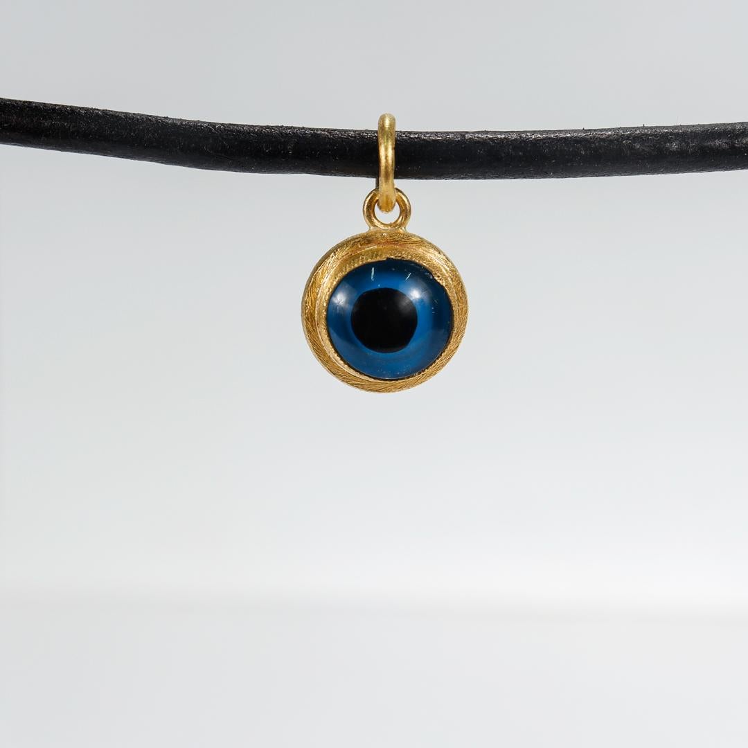 Hilat Gold & Glass 'Evil Eye' Pendant Necklace  For Sale 5
