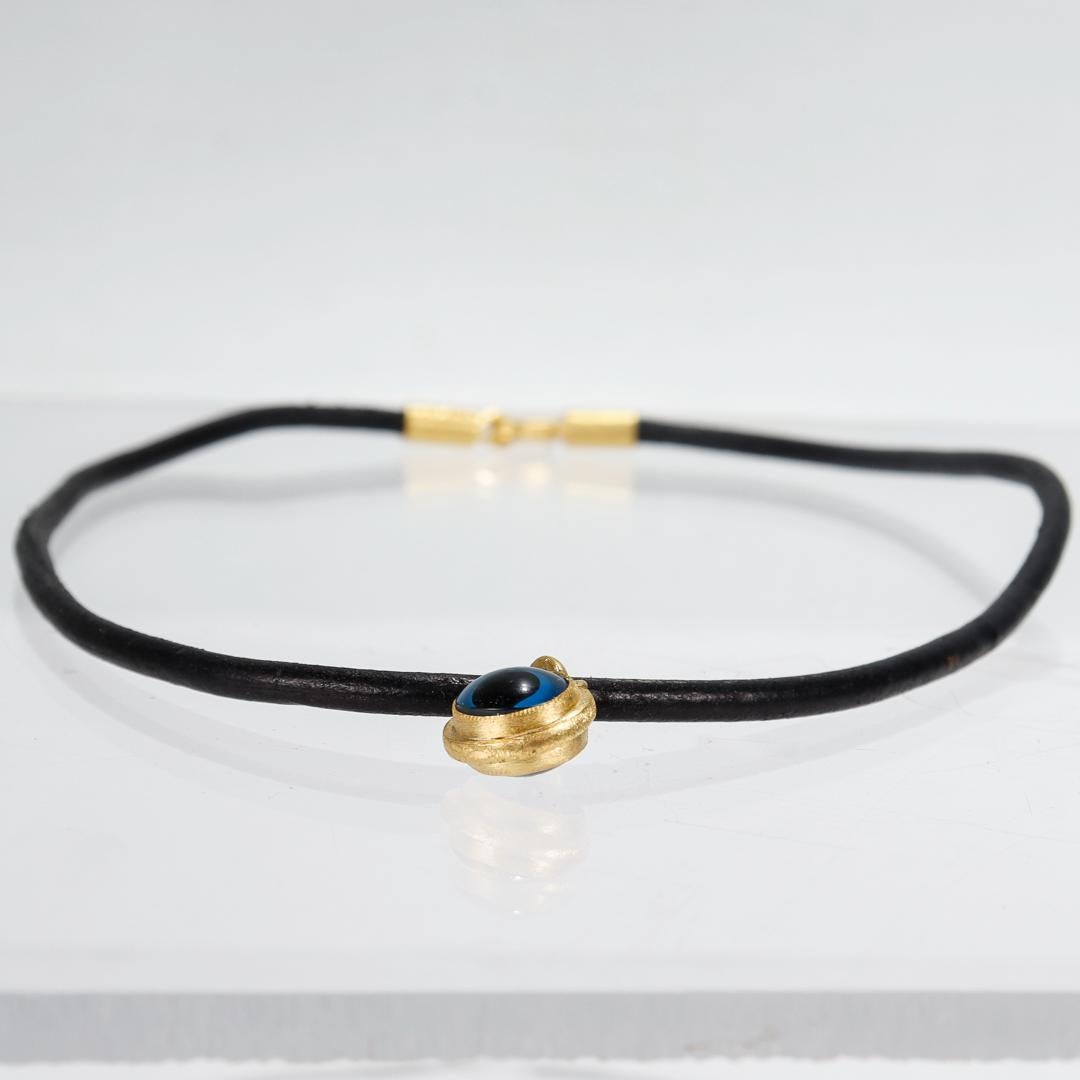 Hilat Gold & Glass 'Evil Eye' Pendant Necklace  For Sale 7