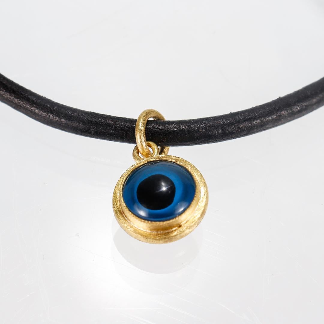 Hilat Gold & Glass 'Evil Eye' Pendant Necklace  For Sale 8