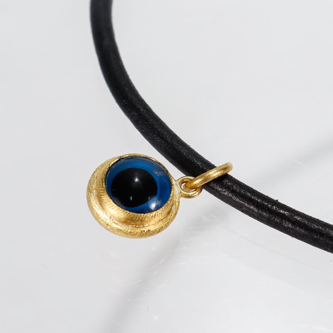 Hilat Gold & Glass 'Evil Eye' Pendant Necklace  For Sale 9