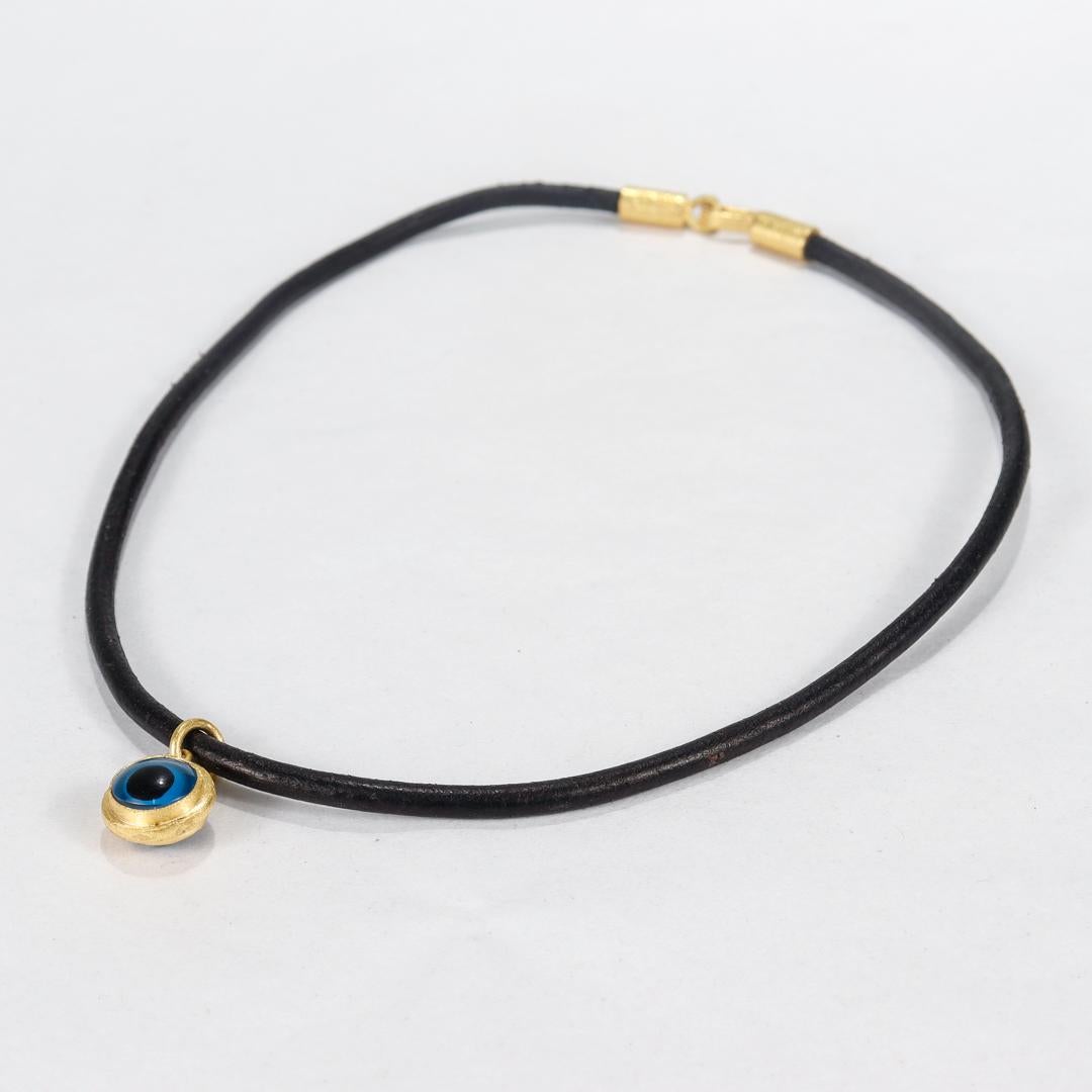 Hilat Gold- und Glas-Halskette mit Anhänger „Evil Eye“  im Angebot 1