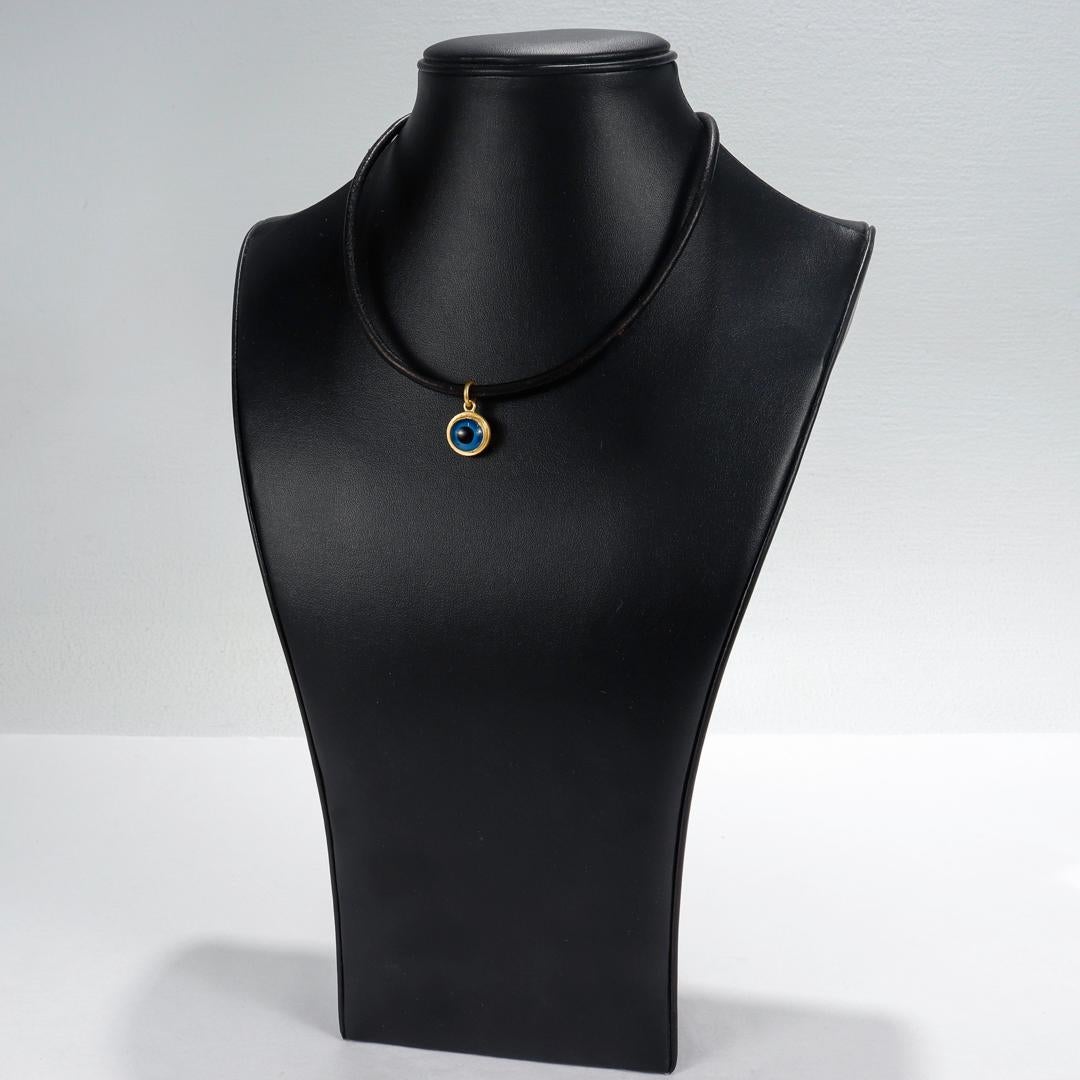 Hilat Gold & Glass 'Evil Eye' Pendant Necklace  For Sale 1