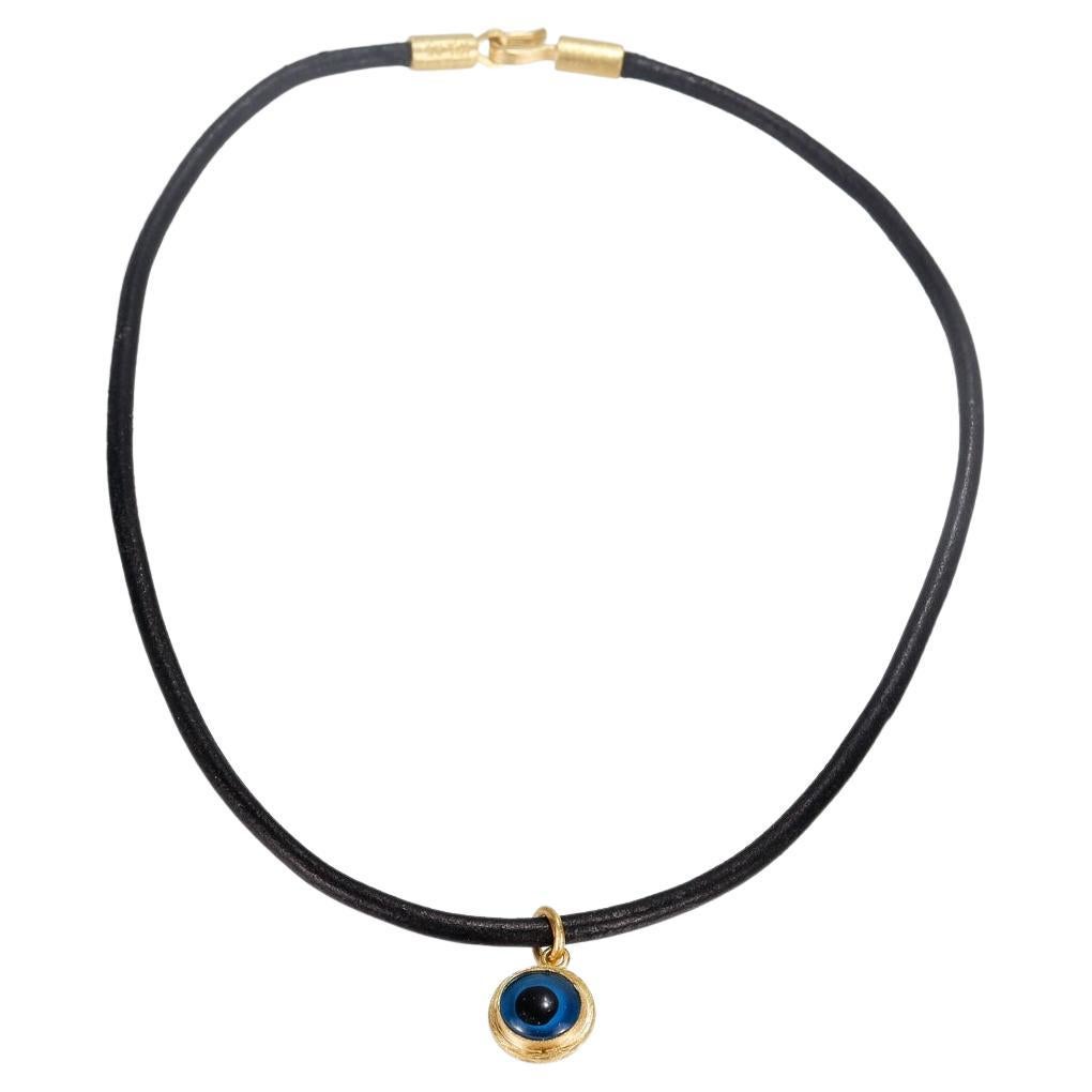 Hilat Gold & Glass 'Evil Eye' Pendant Necklace  For Sale