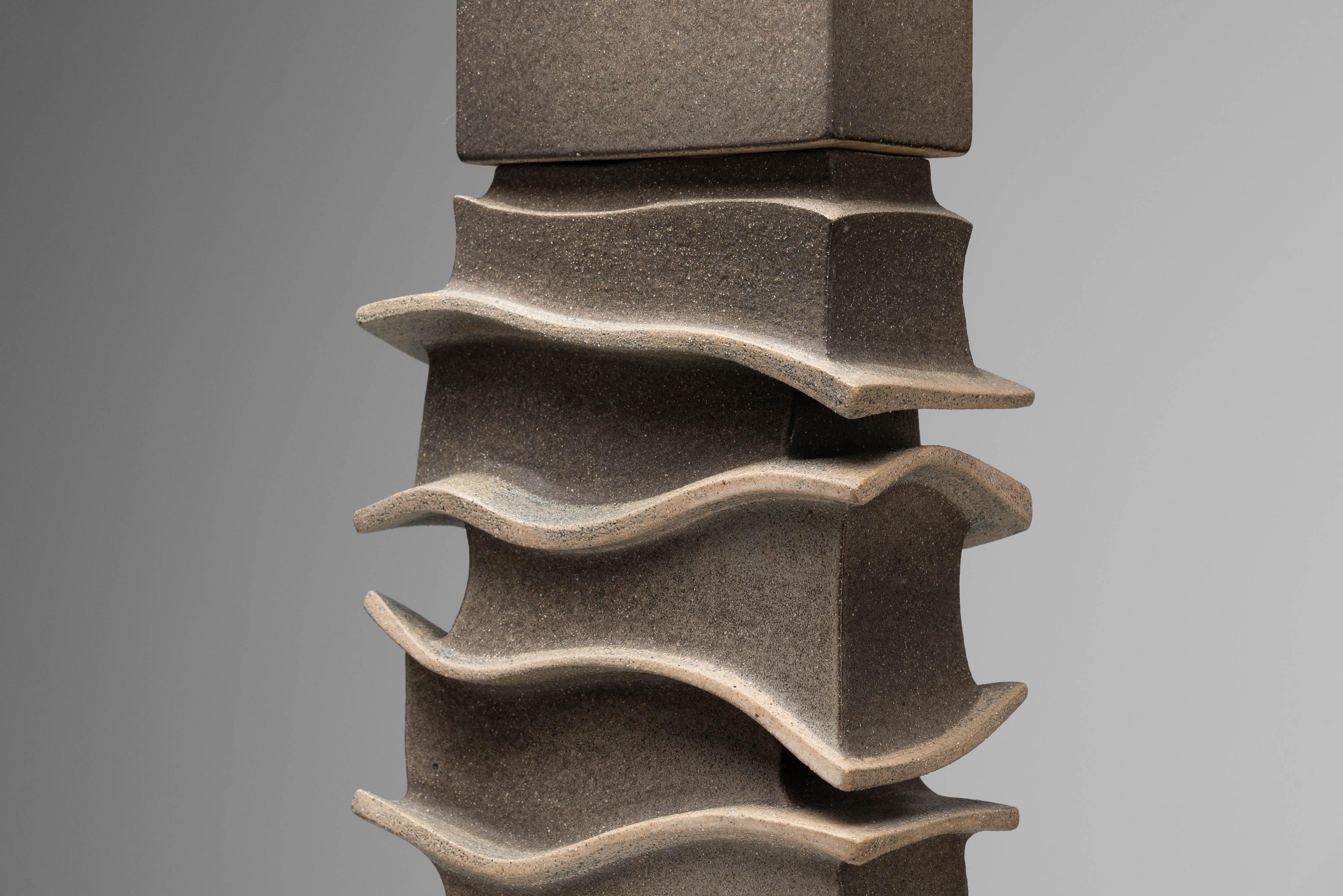 Smaltato Hilbert Boxem scultura astratta in gres Paesi Bassi 1977 in vendita