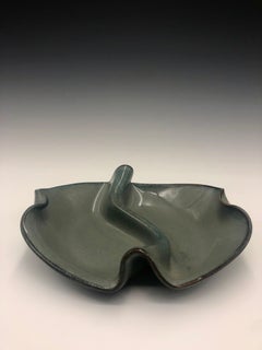 Blue Gray Green Hilborn Art Pottery Tray Dish