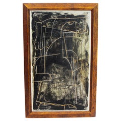 Hilda Altschule Pittura astratta a tecnica mista con graffito di una donna, 1953