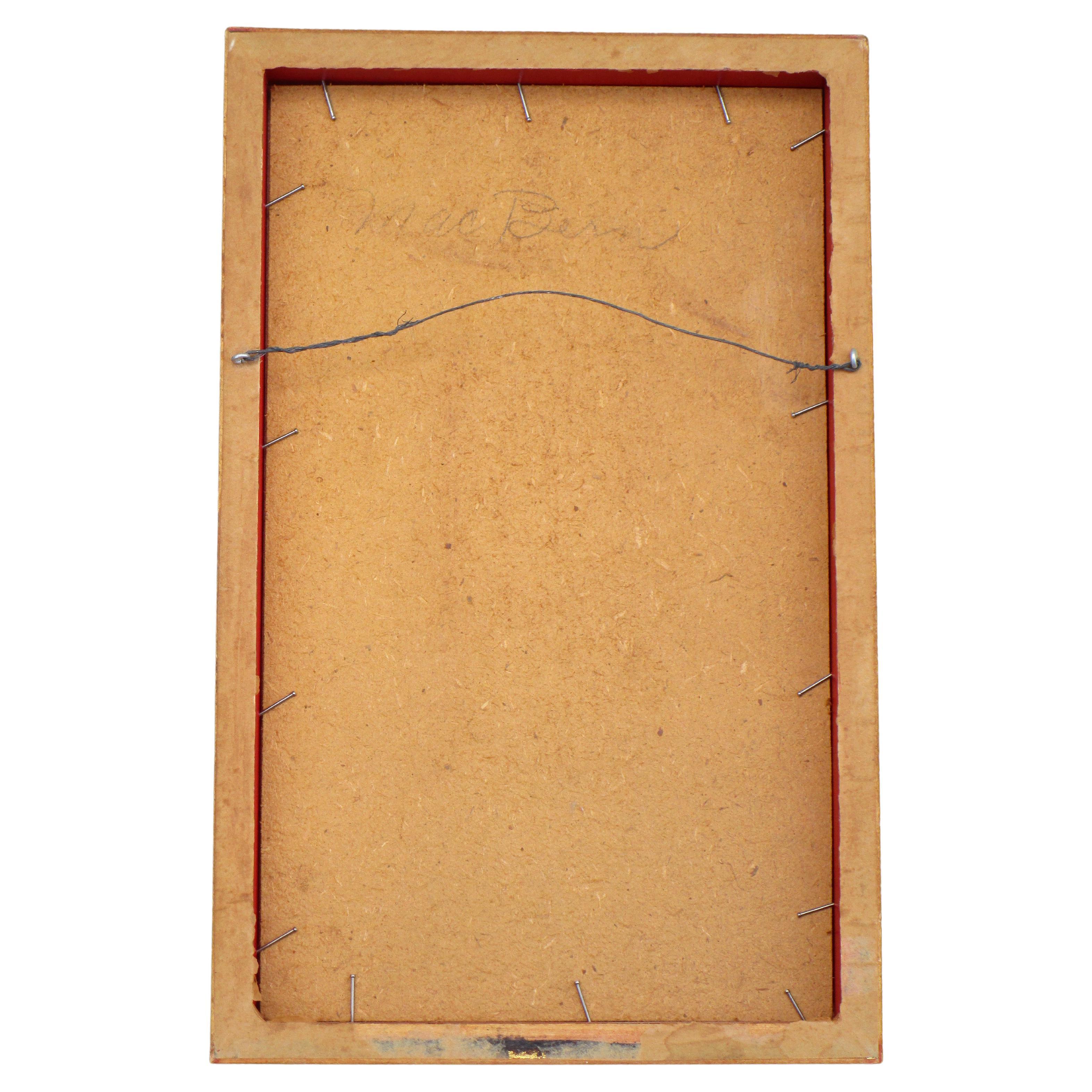 Giltwood Hilda Altschule Mixed Media Abstract Sgraffito Painting of a Woman, 1953