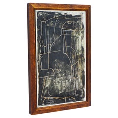 Hilda Altschule Mixed Media Abstract Sgraffito Painting of a Woman, 1953