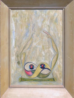 Trapeze Artists, Mid-Century Modern Abstract, Signed