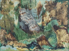 Foresta pluviale del Pacifico nord-occidentale di metà secolo, paesaggio astratto in tonalità di terra