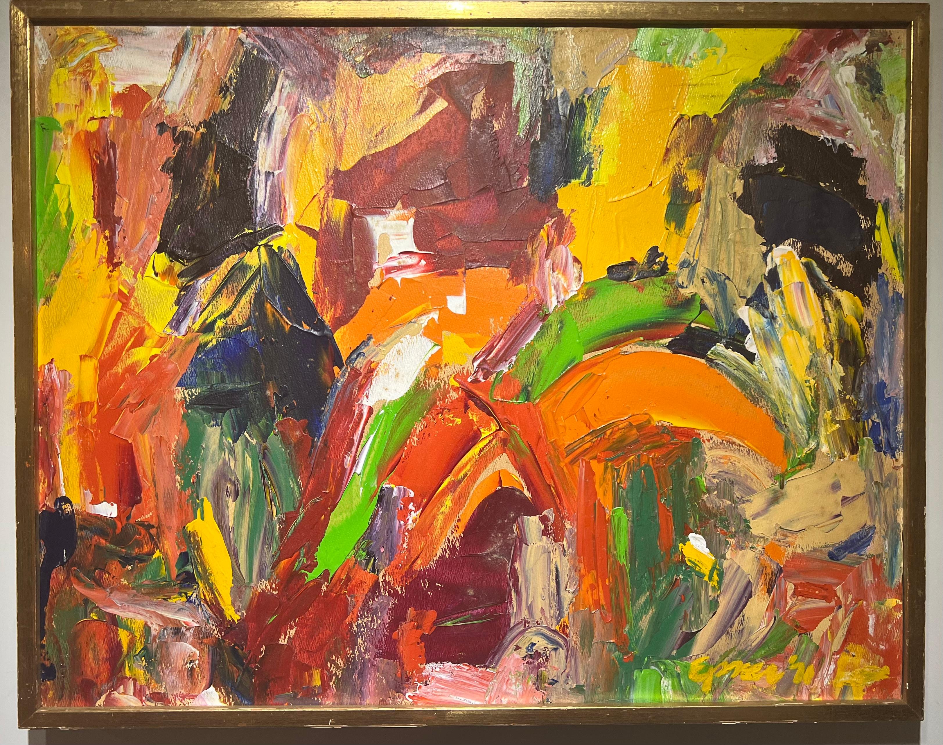 Peinture expressionniste abstraite du MCM de 1971 - Expressionnisme abstrait Painting par Hilda Epner