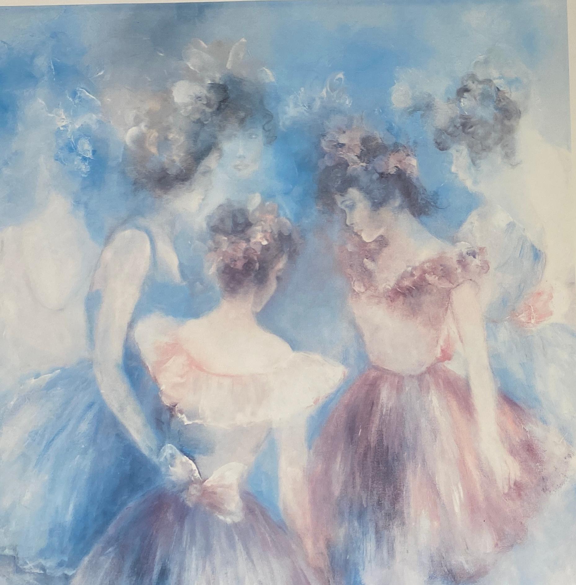 Hollywood Regency Lithographie certifiée Hilda Rindom Offset intitulée « Backstage » Ballet Dancers en vente