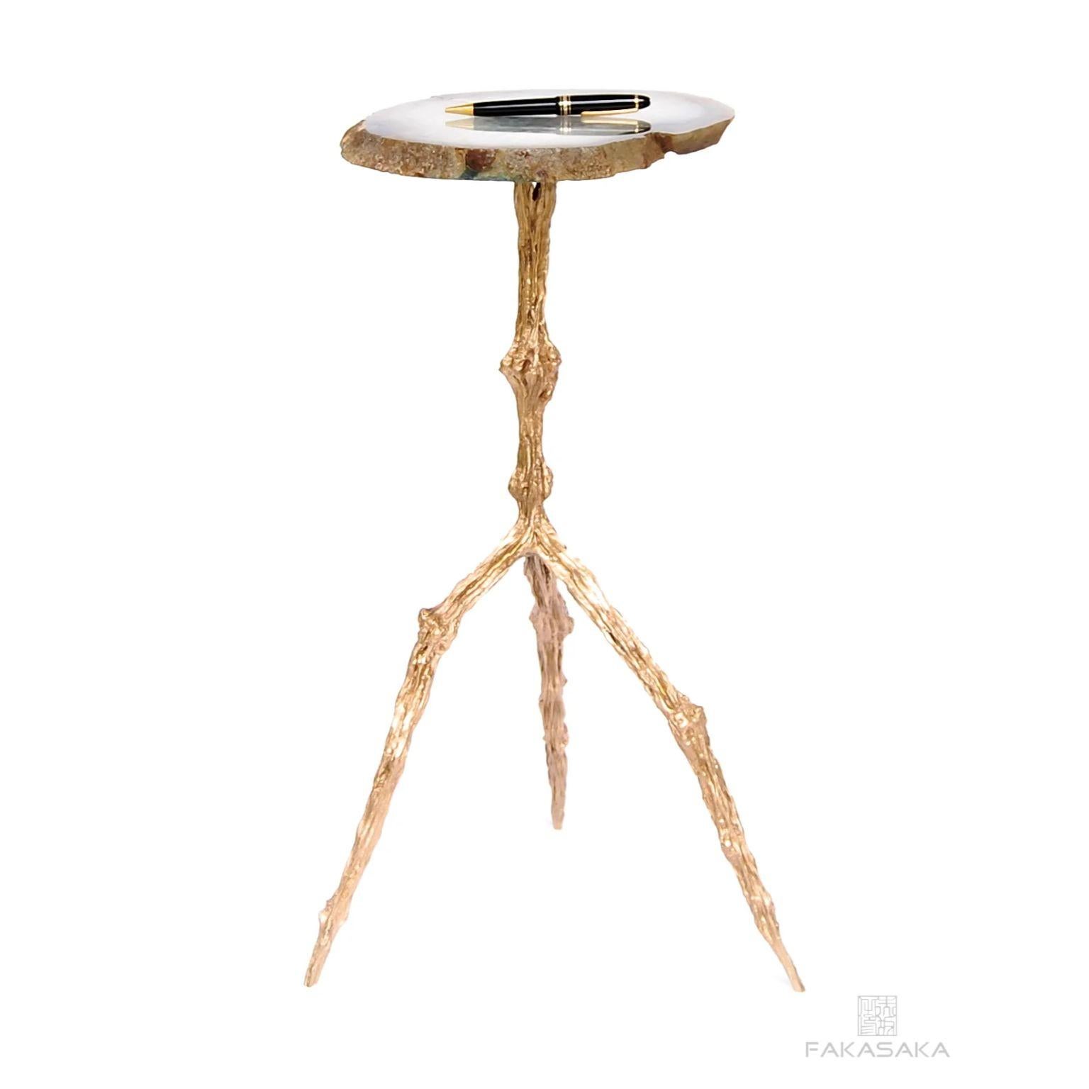 Brazilian Hilda Side Table with Agate Top by Fakasaka Design For Sale