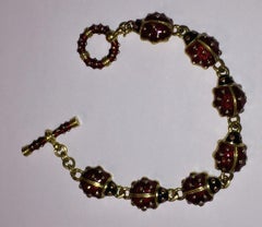 Hildalgo Lady Bug Red Enamel Bracelet 18 Karat Gold