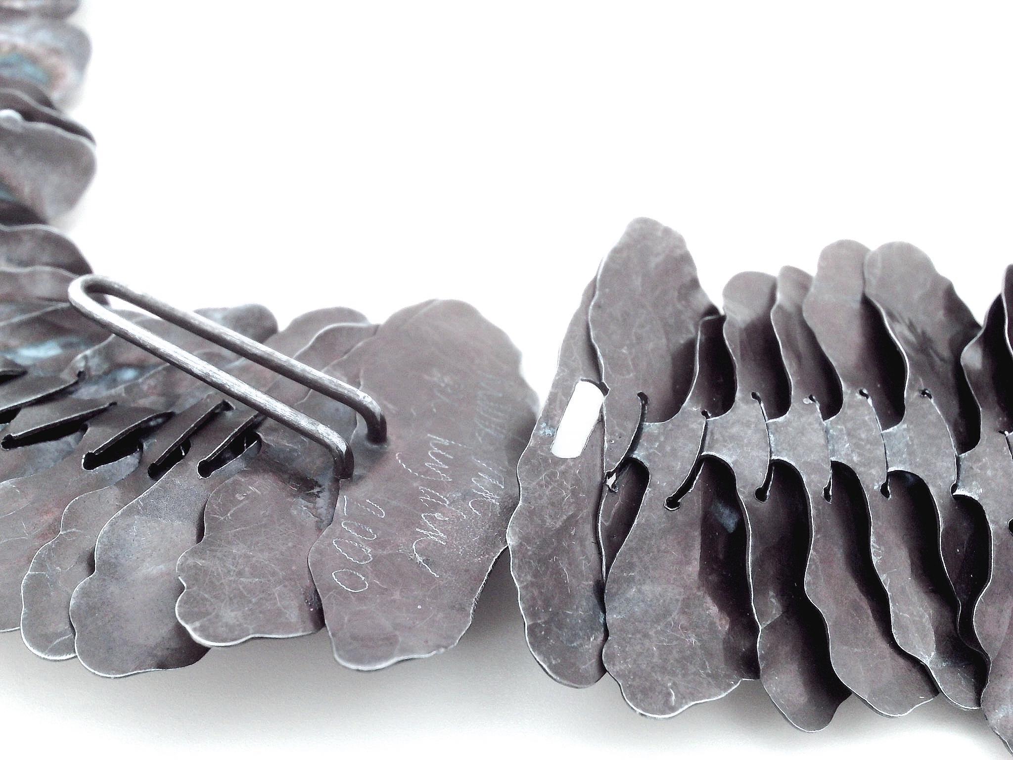 Women's Hilde Van Der Heyden Blackened Silver Modernist Flowy Matte Finish Necklace For Sale