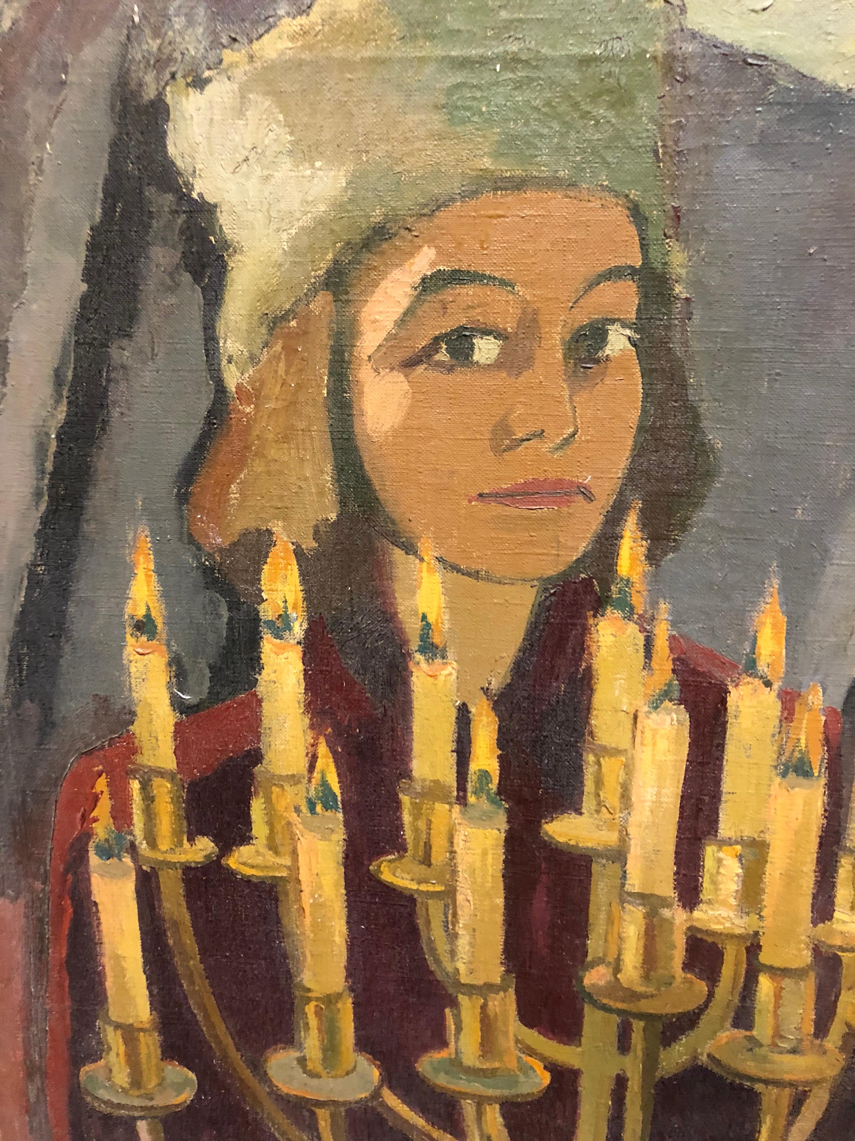 1950's Expressionist Judaica Painting 