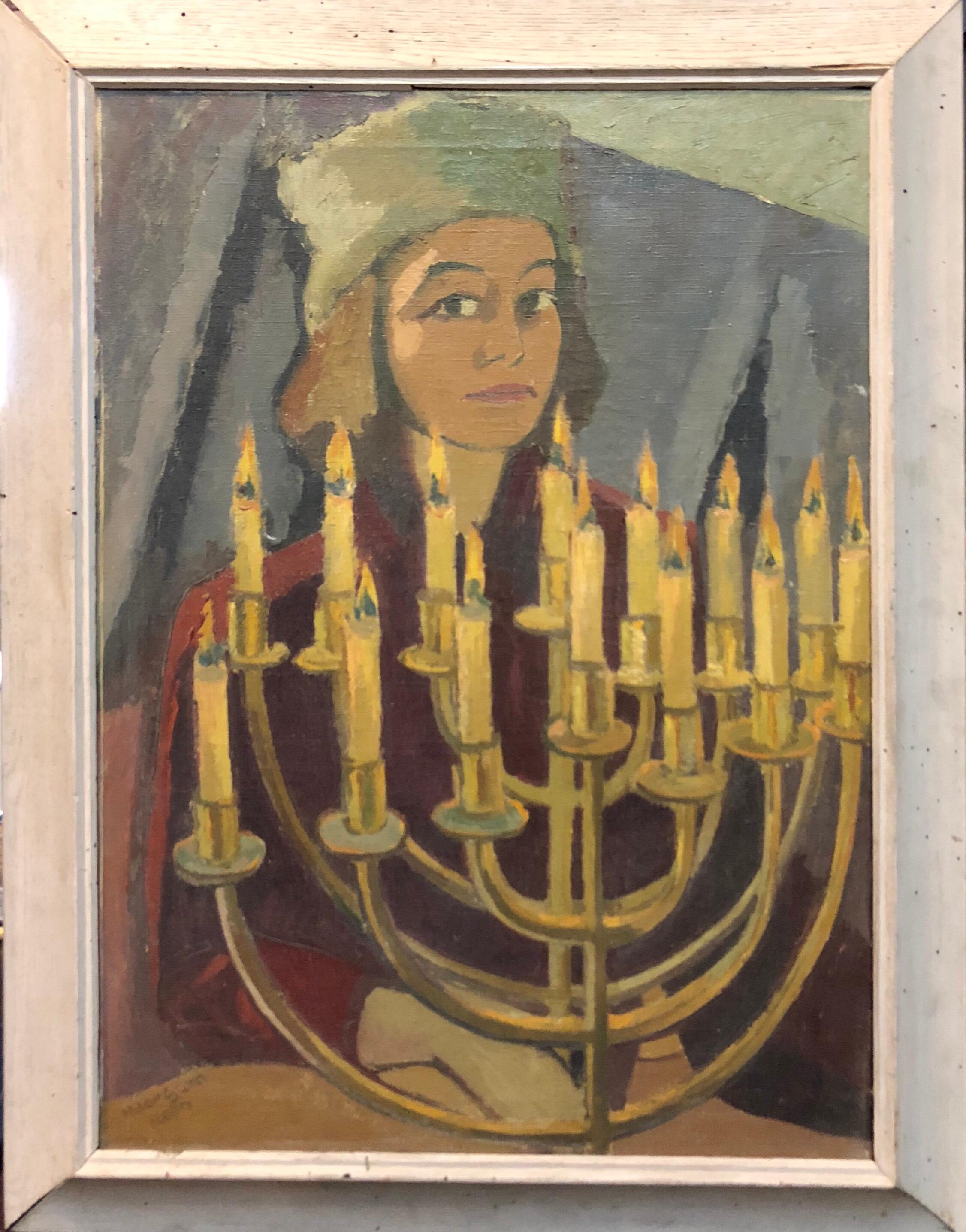 1950's Expressionist Judaica Painting 