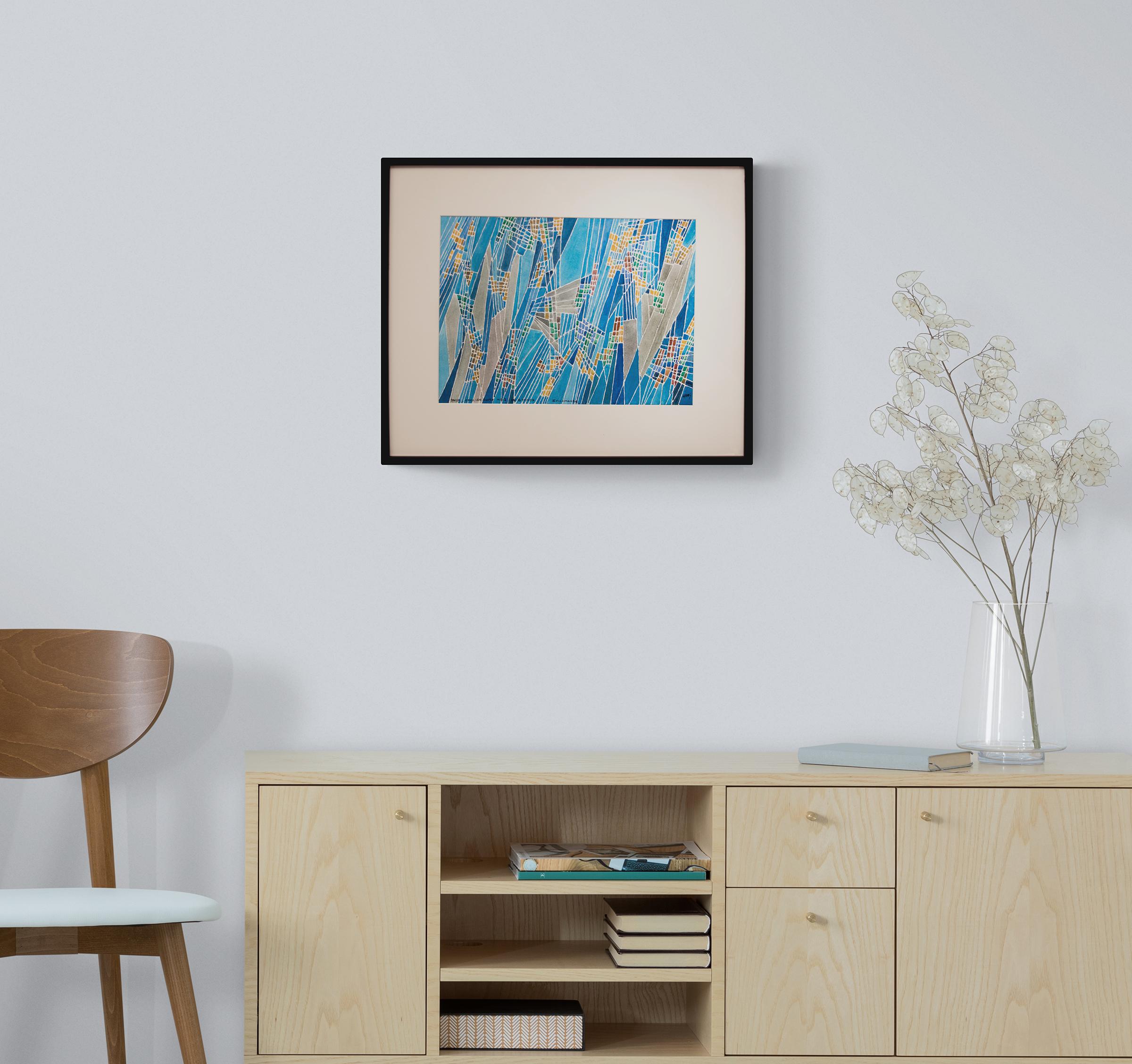 Abstract Composition Inspired by Bach, Framed Abstract Watercolor Painting 2
