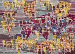 Abstract Watercolor by Hildegarde Haas, Bach Classical Music Series, 20th Cent.