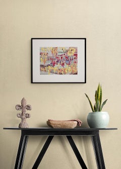 Abstract Composition Inspired by Bach, Framed Abstract Watercolor Painting, Pink