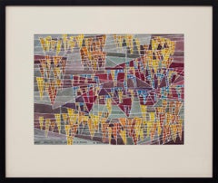 Vibrante composizione astratta ad acquerello ispirata a Bach, arte moderna incorniciata