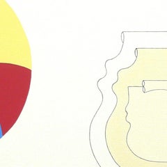 Beach Balls, Diptych, Modern Abstract Geometric Painting Canvas Portrait Yellow