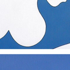 Blue Shadow Diptych, Blue Modern Abstract Geometric Art Portrait Woman Symmetry