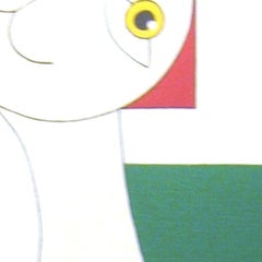 Female Cat, Modern Abstract Geometric Painting Canvas Portrait Animal Blue Green