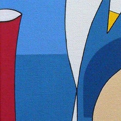 Fiori Verdi in Vaso Rosso, Hildegarde Handsaeme, Abstract Portrait, Still Life