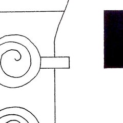 Les Lignes Musicales, Modern Abstract Geometric Portrait Ink Drawing Paper Black