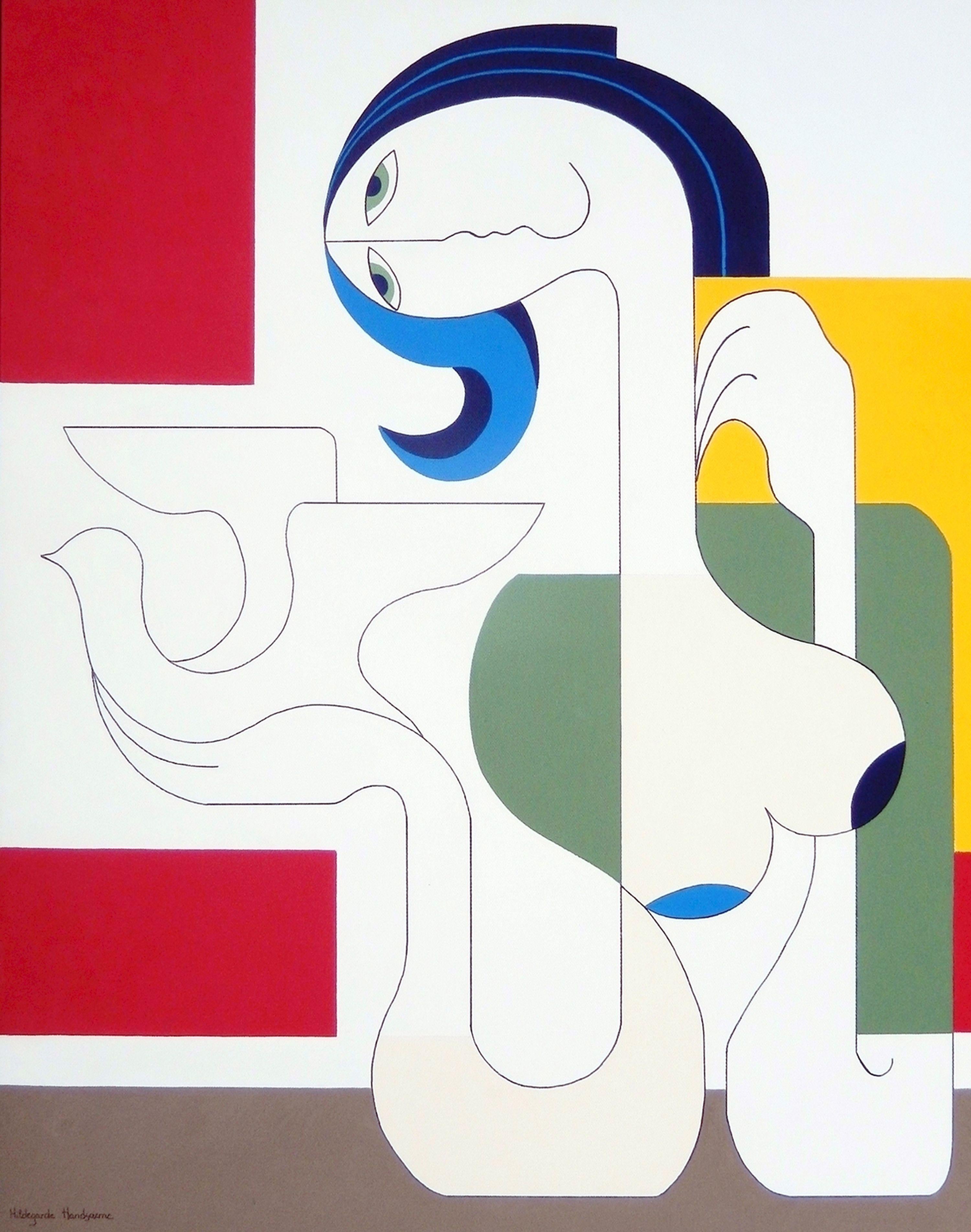 Hildegarde Handsaeme Abstract Painting - L'Oiseau de Liberté, Painting, Acrylic on Canvas