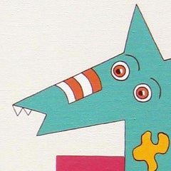 Pretty Woman, Modern Abstract Geometric Art Portrait Painting Canvas Purple Blue