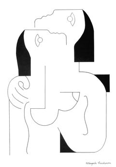 Tendress, Hildegarde Handsaeme, Abstract, Cubism, Romantic Portrait, Ink Graphic