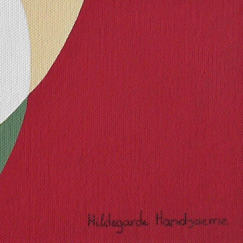 The Saxo Charm, Hildegarde Handsaeme, Red Abstract Portrait Painting, Figurative 2