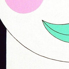 Tristesse, Modern Abstract Geometric Painting Canvas Portrait Woman Green Red