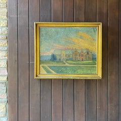 Hildegarde Hume Hamilton Oil Painting of Mansion, Sunset Architecture